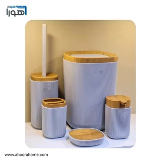 ست سرویس بهداشتی 5تکه کنتراست مدل روما رنگ طوسی روشن چوب