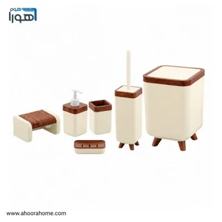 ست سرویس بهداشتی 6تکه اطلس مدل ژیوار وانیل چوب