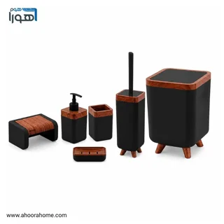ست سرویس بهداشتی 6تکه اطلس مدل ژیوار مشکی چوب