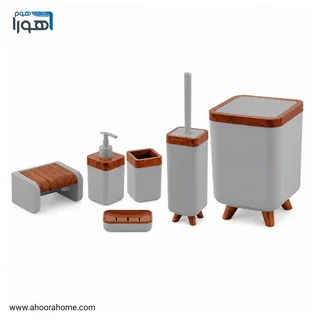ست سرویس بهداشتی 6تکه اطلس مدل ژیوار طوسی چوب